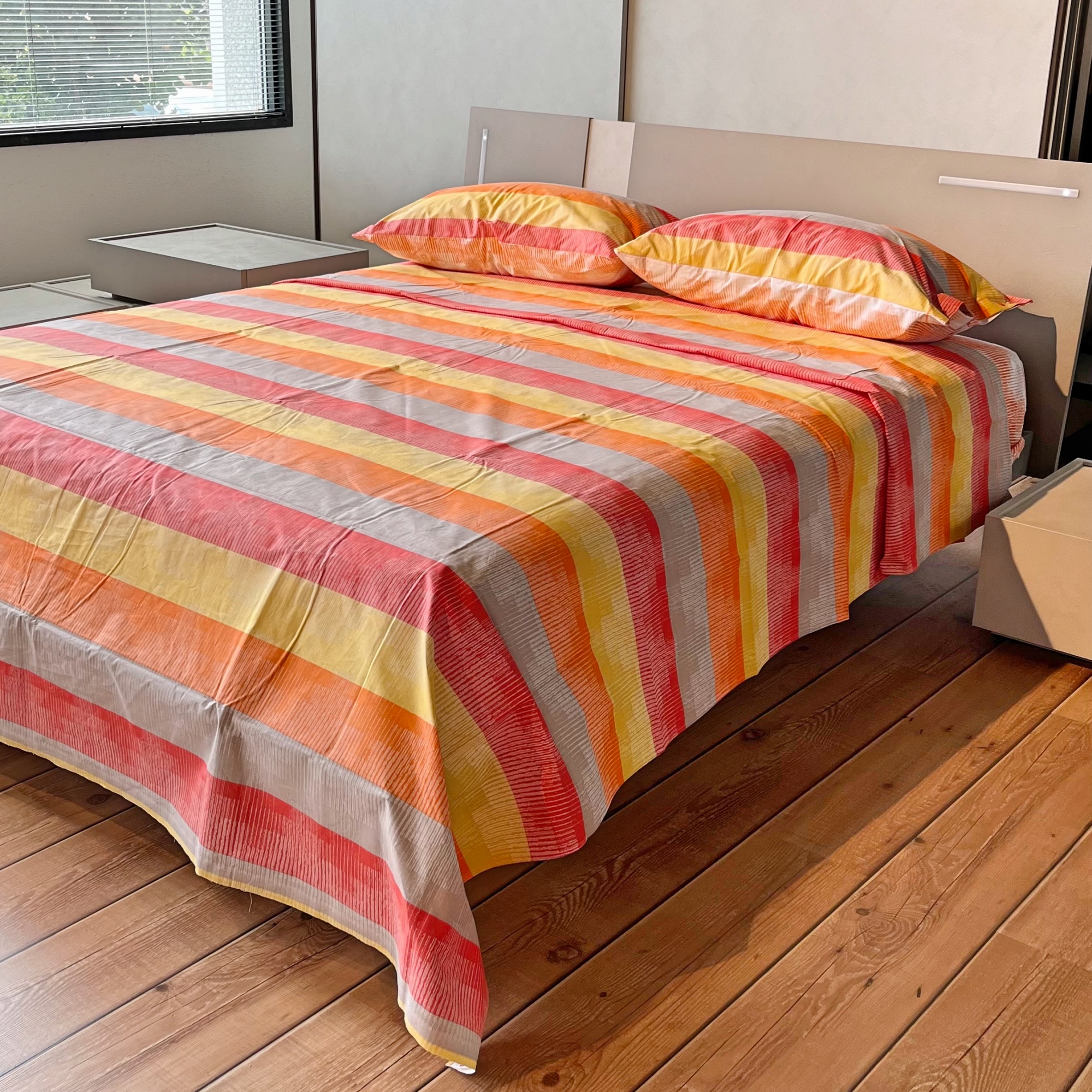completo lenzuola puro cotone letto singolo e matrimoniale mod. multicolor