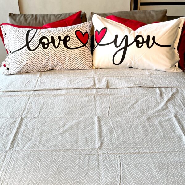 Completo Lenzuola per letto 100% puro Cotone made in Italy matrimoniale Happy Love