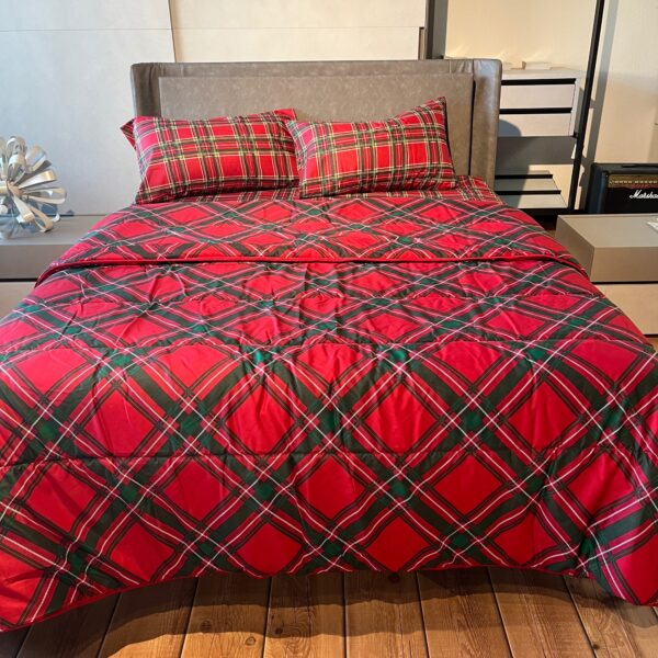 Trapunta Piumone invernale TARTAN ROSSO in microfibra made in Italy