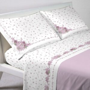 Completo Lenzuola per letto 100%  FLANELLA di puro Cotone made in Italy matrimoniale Violetta